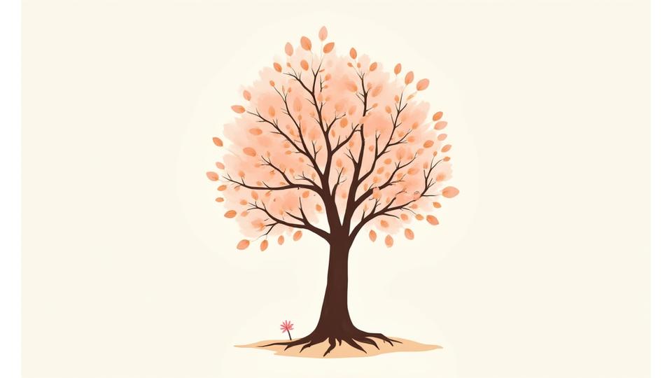 Illustrazione di un albero che simboleggia le diverse fasi della vita di una donna
